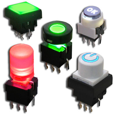 Miniature Push Button Switch Amber LED Illuminated PT Make Momentary EY01 