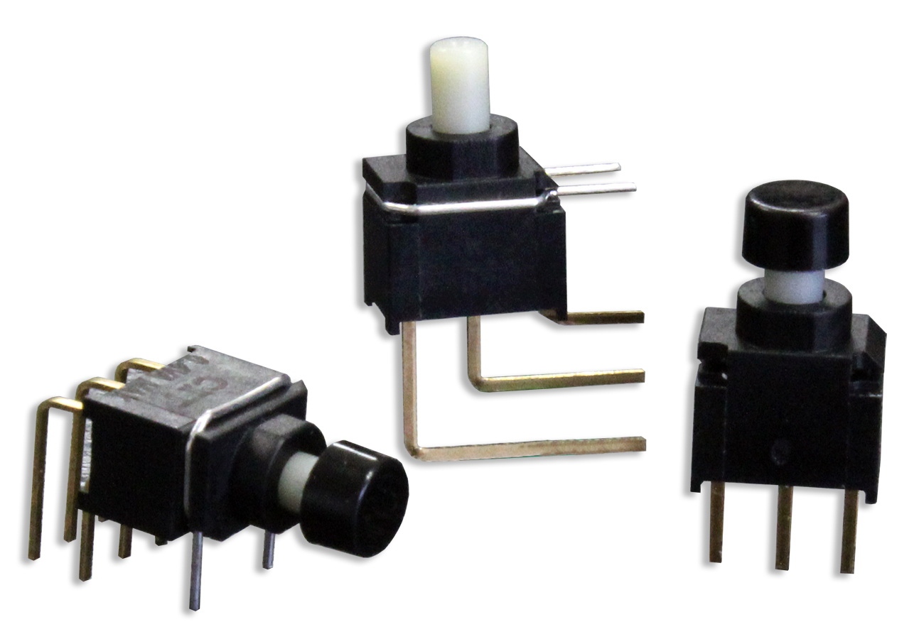 LOT of 2 Push Button Switch Momentary Single Pole N.O Gold PC Thru-Hole Rt Ang